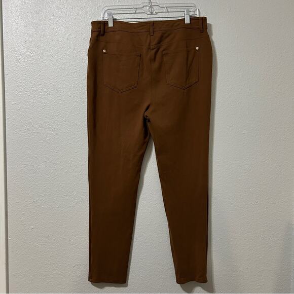 Chicos Pants Size 2 Large US 12 Brown So Slimming Slim Ankle Ponte Knit Stretch - Picture 5 of 9